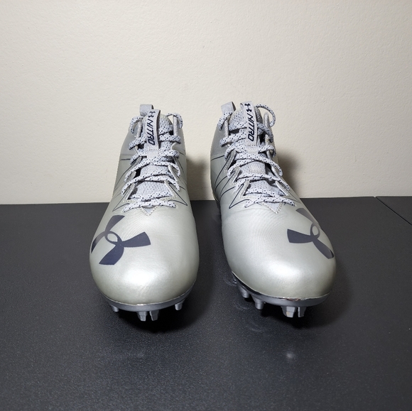 Under Armour Nitro Pro Mens Football Cleats Gray/Navy Blue 1287490-101 Size 10.5 - Picture 6 of 11